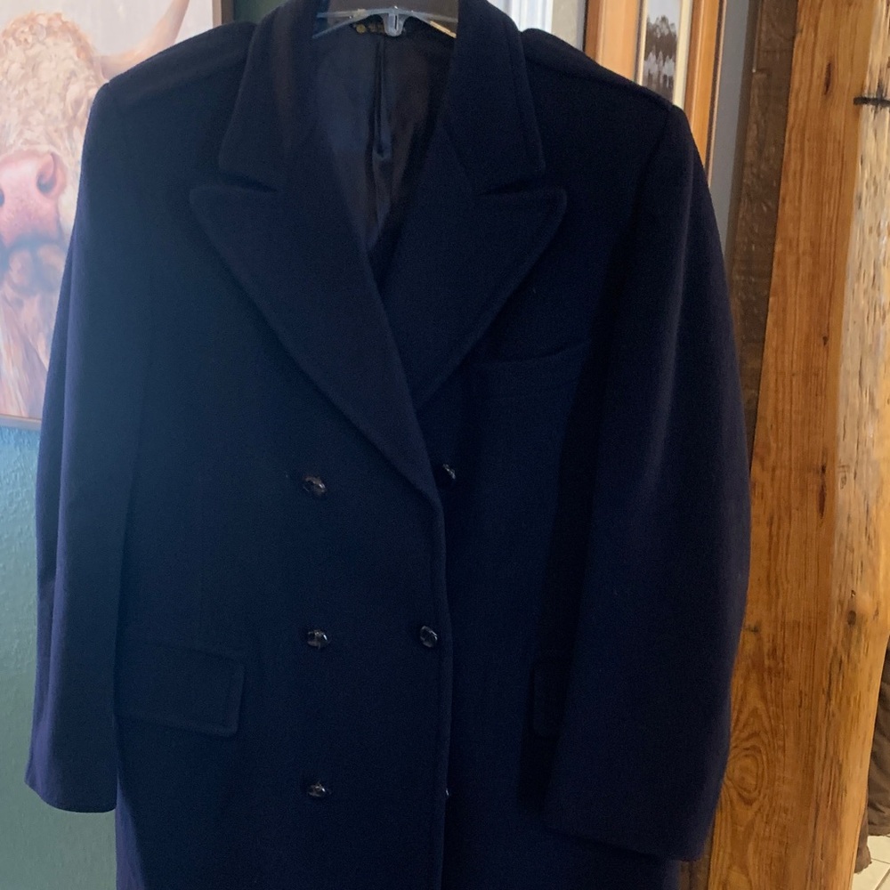 Vintage Malcom Kenneth Classic Navy Double-Breasted Wool Coat XL